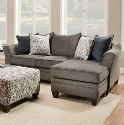 Simmons Upholstery - Albany Sofa Chaise in Pewter - 6485-03SC .