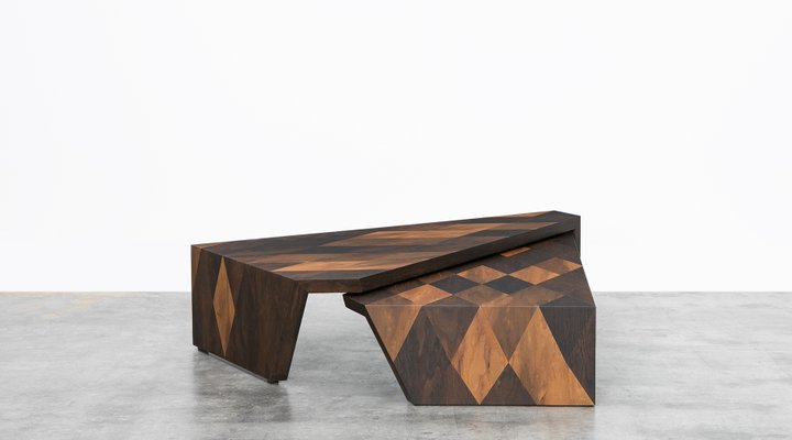 Smoked Oak Side Tables by Johannes Hock for Atelier Johannes Hock .