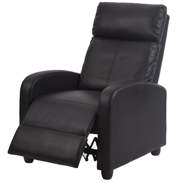 Black Modern Leather Chaise Couch Single Recliner Chair Sofa .