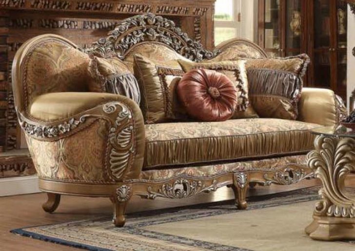 HD-622 Traditional Sofa Loveseat and Chair Set in Brown Fabric by .