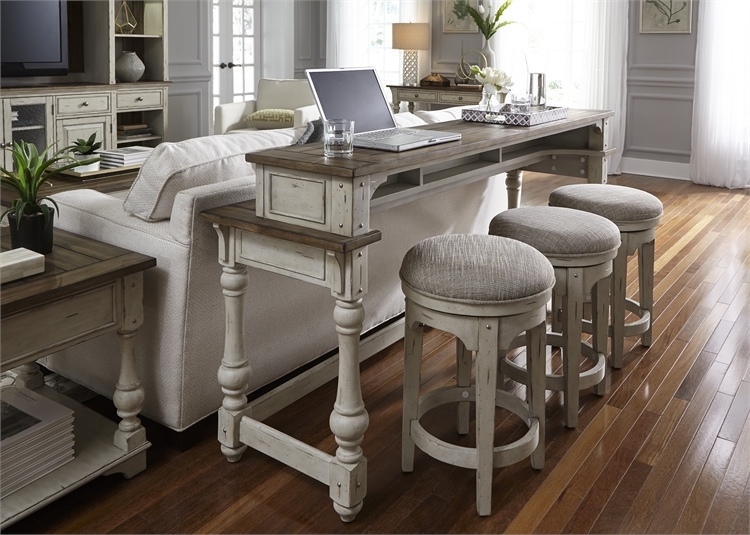 Morgan Creek 4 Piece Console Table Set in Antique White Finish .