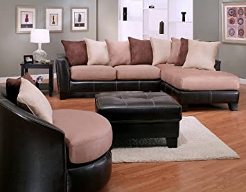 Amazon.com: Roundhill Furniture 4-Piece Oxford Sectional Sofa .