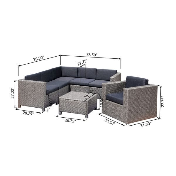 Shop Puerta Grey Wicker V-Shaped Sofa and Swivel Chair Set by .