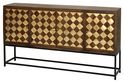 Mixed Brass Squares 4 Door Sideboard On Stand | Living Spac