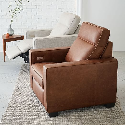 Henry® Leather Power Recliner Chair - Tobacco | west elm | Power .