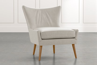 Tate II Light Grey Leather Accent Chair | Living Spac