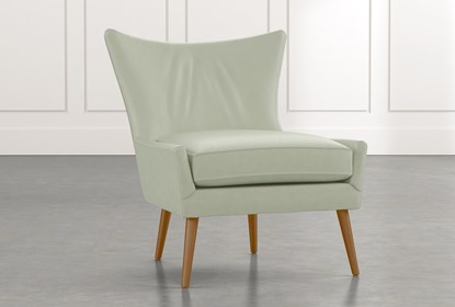 Tate II Light Green Leather Accent Chair | Living Spac