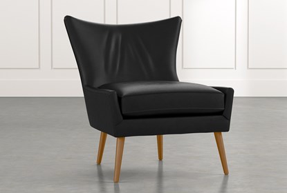 Tate II Black Leather Accent Chair | Living Spac