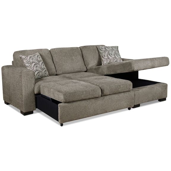 Izzy 2-Piece Chenille Right-Facing Sectional with Sofa Bed .