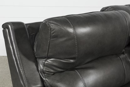 Travis Dark Grey Leather 6 Piece Power Reclining Sectional With .