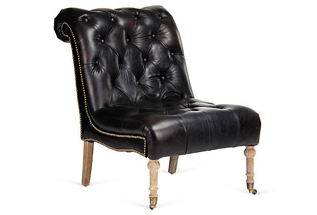 Walter Leather Chair on #onekingslane | Tufted leather chair .