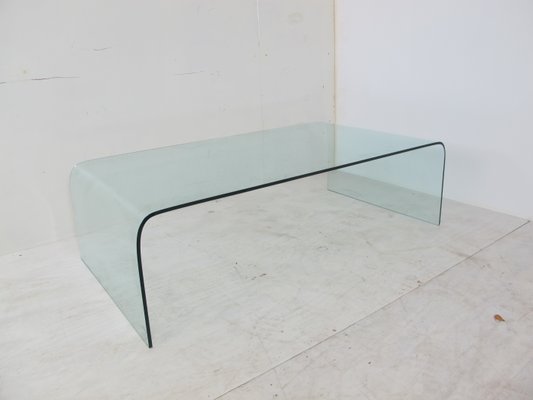 Glass Waterfall Coffee Table by Angelo Cortesi for Fiam, 1980s for .