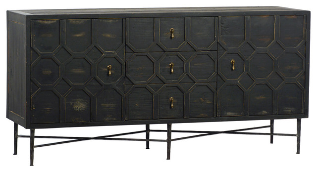 Black Carved Door Sideboard - Farmhouse - Buffets And Sideboards .