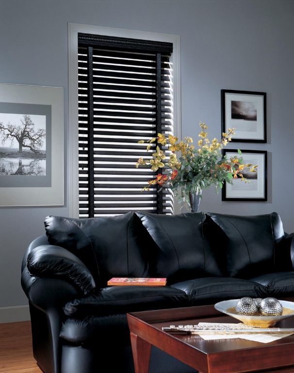 Black Wood Blinds With Cloth Tape | Vinyl blinds, Faux wood blinds .