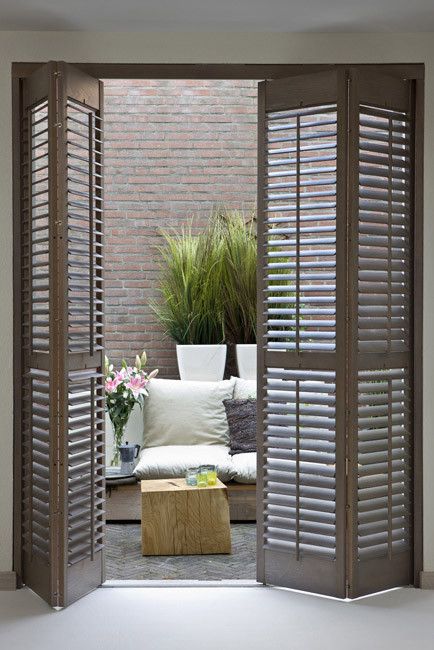 Wood Shutters (With images) | French doors patio, Wood shutters .
