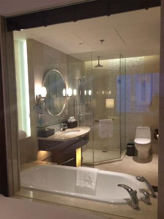 Bathroom with glass wall - with electric blinds - Picture of .