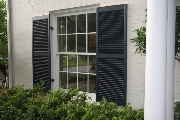 Here are some wide black exterior shutters. | Shutters exterior .