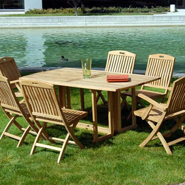 7 Pc Teak Patio Folding Table and Chairs Dining – Olympus-New York .