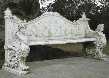 Italian Garden Bench For Sale | AN ITALIAN WHITE MARBLE GARDEN .