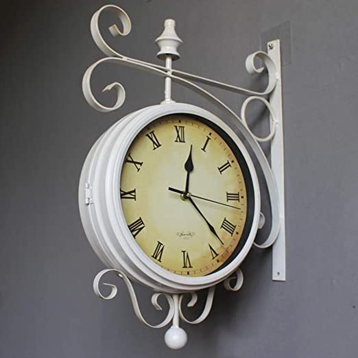 Amazon.com: Outdoor Garden Clocks Round, Bracket Clock, Two Sided .