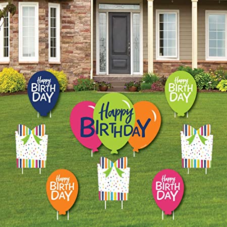 Amazon.com : Big Dot of Happiness Cheerful Happy Birthday - Yard .