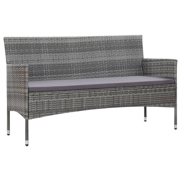 Shop vidaXL 3-Seater Garden Sofa with Cushions Gray Poly Rattan .