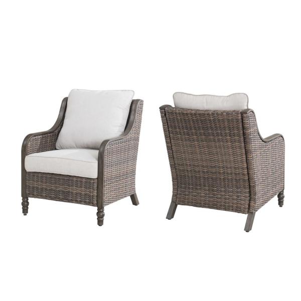 Hampton Bay Windsor Brown Wicker Outdoor Patio Lounge Chair with .