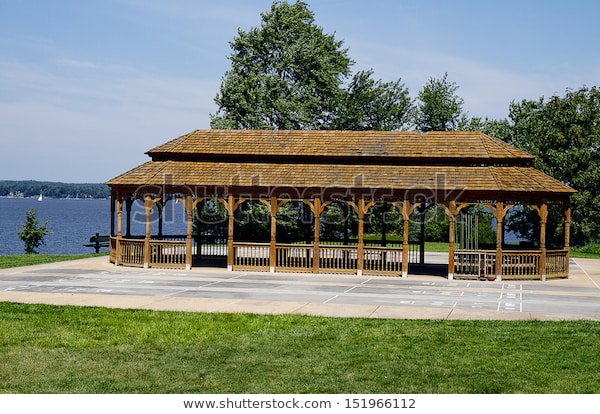 Large Gazebo Situated High Overlooking Bay Stock Photo (Edit Now .