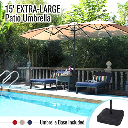Amazon.com: PHI VILLA 15ft Double-Sided Extra Large Patio Umbrella .