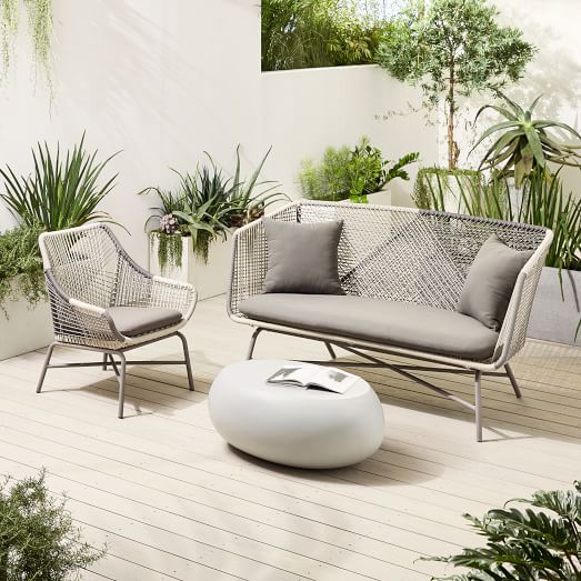 Huron Outdoor Sofa, Small Lounge Chair & Pebble Coffee Table S