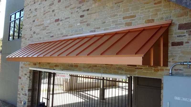 Metal awning | copper | Lone Star Awning Austin San Antonio