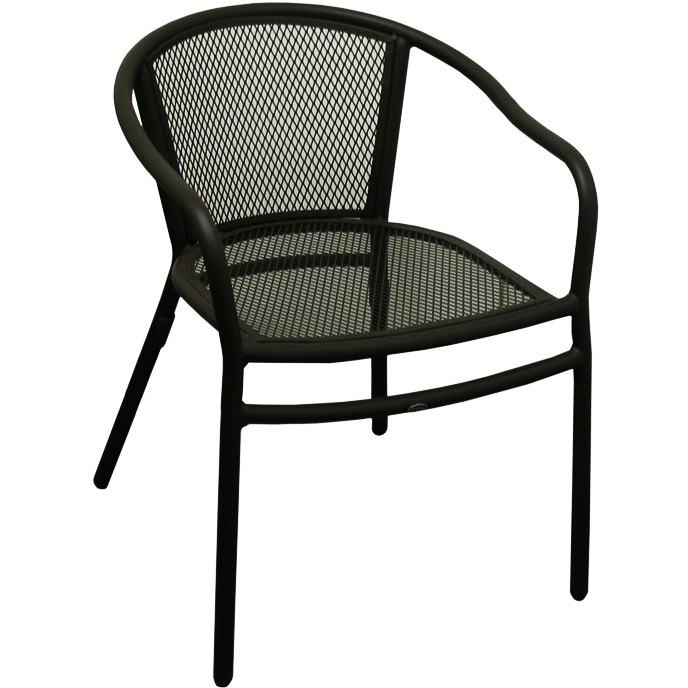 Rosa Metal Patio Chair With Arms in Black Fini