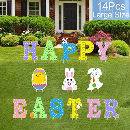 Amazon.com : Partyprops 14Pcs Easter Yard Signs Outdoor Lawn .