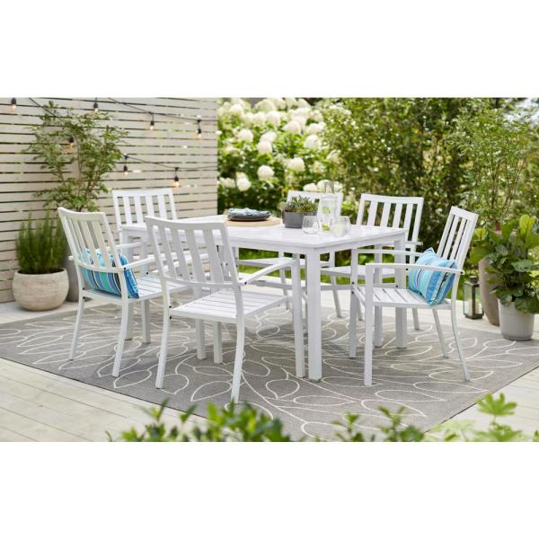 StyleWell Mix and Match Lattice White Rectangle Metal Outdoor .