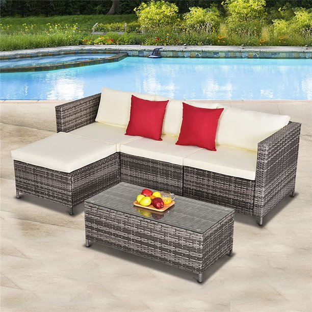 5 Pieces Outdoor Patio Furniture Set, All-Weather Outdoor Small .