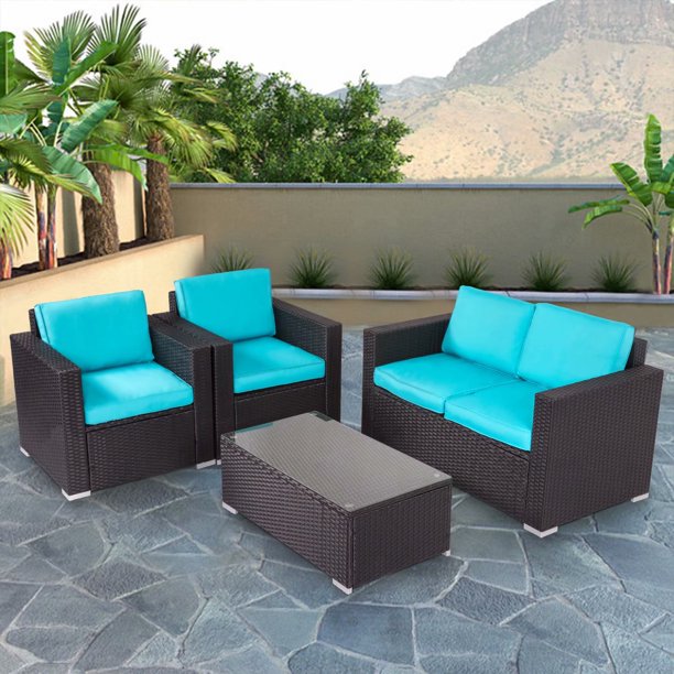 Kinbor 4pcs Outdoor Patio Furniture Pe Rattan Wicker Rattan Sofa .