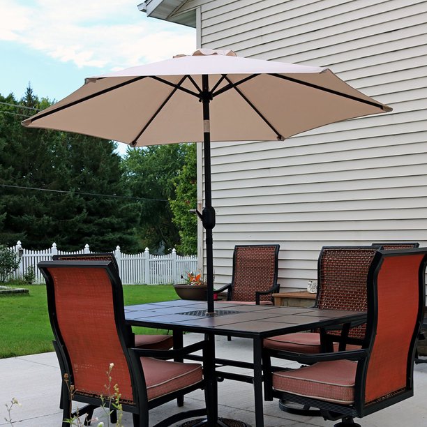 Sunnydaze 7.5 Foot Outdoor Patio Umbrella with Tilt & Crank .
