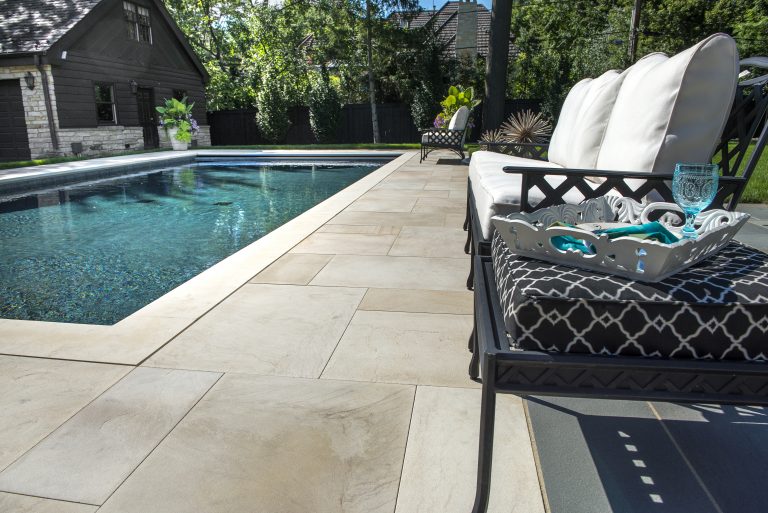 Natural Stone modern pool deck and Patio - Phot