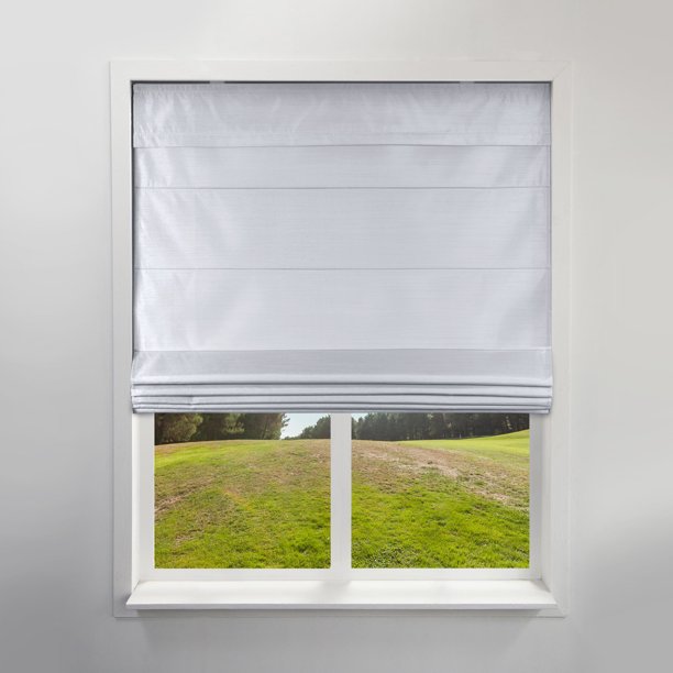 Arlo Blinds Privacy Fabric Roman Shades, Color: Faux Silk Grey .