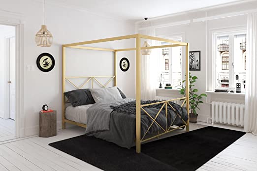 Amazon.com: DHP Rosedale Canopy Bed, Gold, Queen: Furniture & Dec
