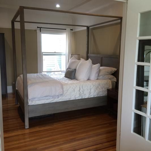 Gray Marlon Queen Canopy Bed | Rustic grey bedroom, Queen canopy .