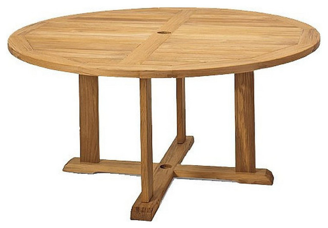60" Round Dining Outdoor Teak Table - Contemporary - Outdoor .