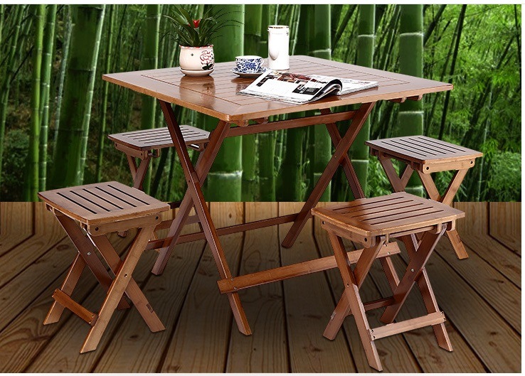 China Portable Small Folding Outdoor Table and Chair with Bamboo .