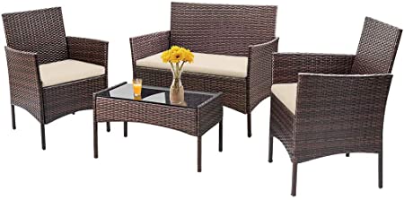 Amazon.com : Patio Furniture Set 4 Piece Outdoor Wicker Sofas .