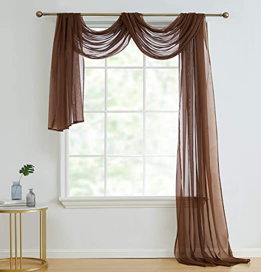 Amazon.com: HLC.ME Chocolate Brown Sheer Voile Window Curtain Swag .