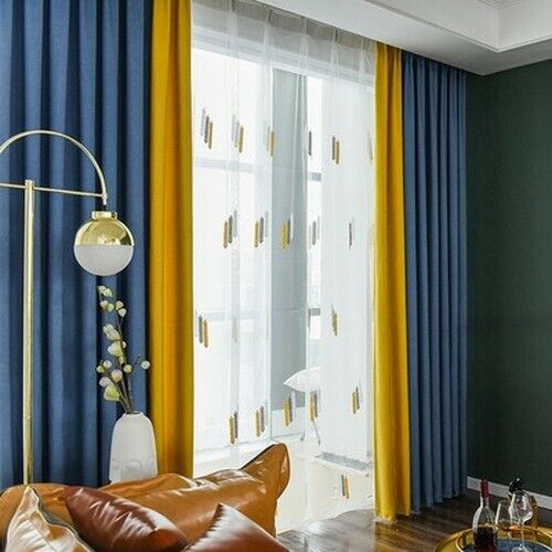 Made Stitching Curtain Blackout 70%Shading Living Bedroom Window .